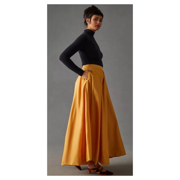 NWOT Anthropologie Nikita Mhaisalkar High Slit Maxi Skirt in Gold Size XSMALL - Picture 7 of 10